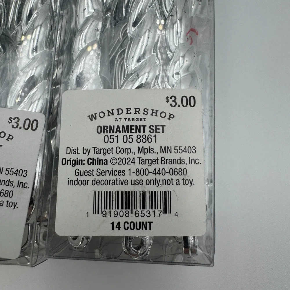 Wondershop Icicle Christmas Ornaments Silver 56ct Tree Decor‎ Set 4 Packs NEW